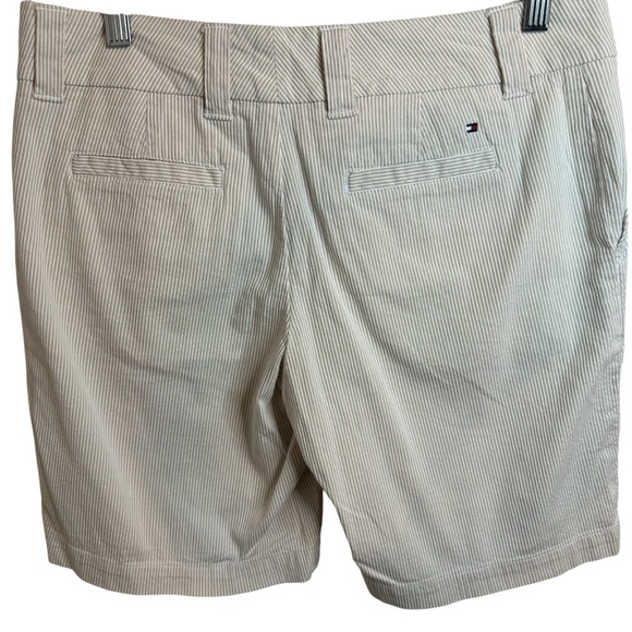 Tommy Hilfiger | Tan / White Seersucker Striped Shorts | Sz 4 - Picture 2 of 7